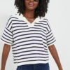 Ivory And Navy Stripe Claire Sweater
