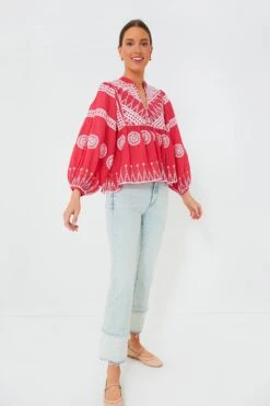 Soleil Red Mandarin Balloon Sleeve Top -Staudes Store 1p5TXVccju6Eja6dFmwRRmYr0w6EIJQS 1