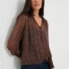 Navy Brown Floral Prado Top