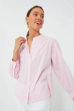 Vanessa Bruno Rose And Blanc Chouchou Button Down