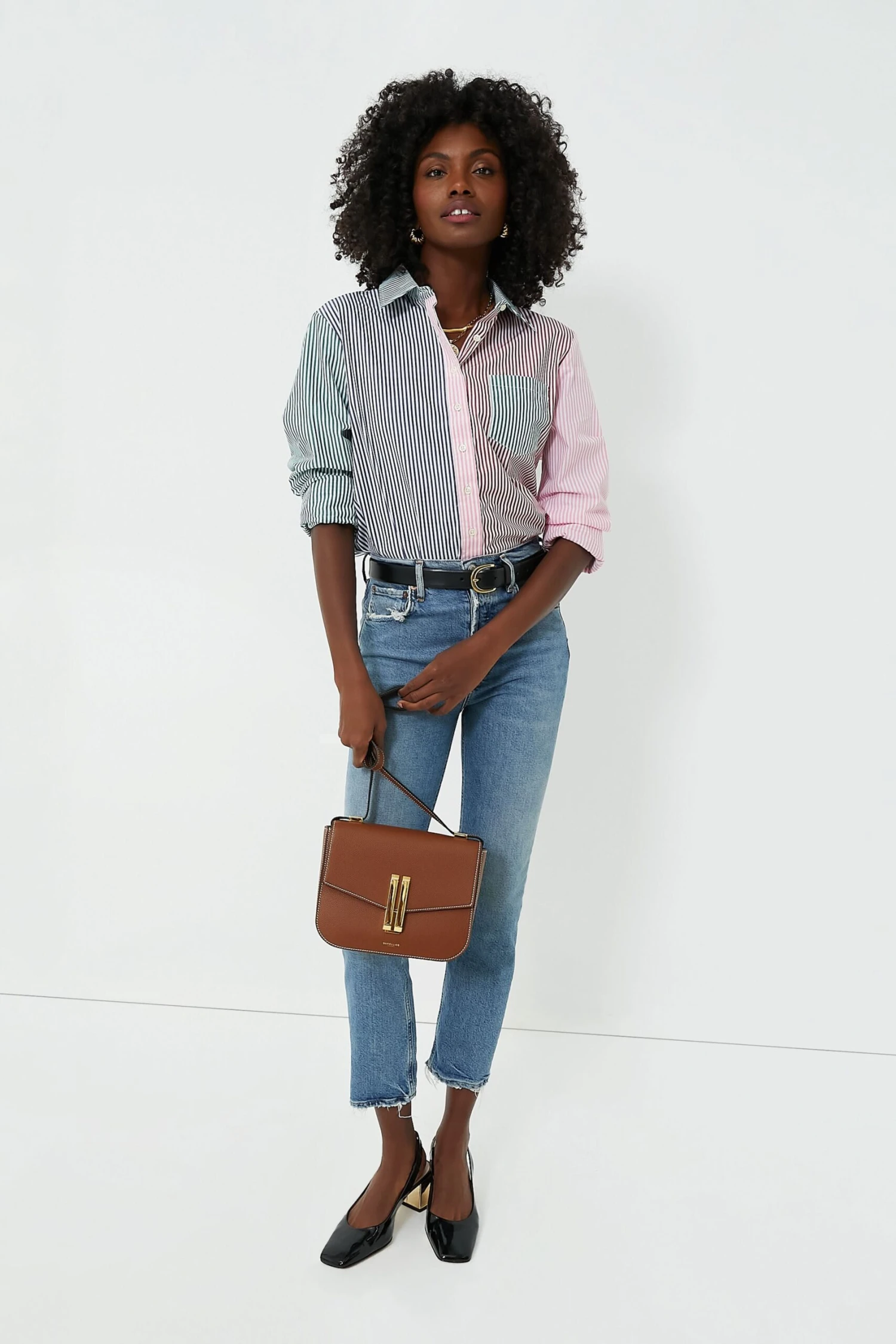 Fall Multi Stripe Boyfriend Shirt 2 Fall Multi Stripe Boyfriend Shirt - Image 2