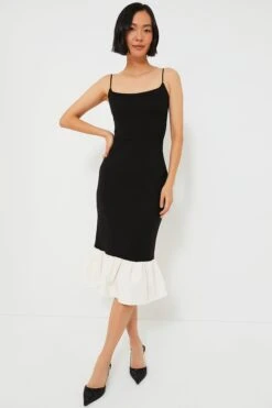 Staud Black And Ivory Faridah Dress