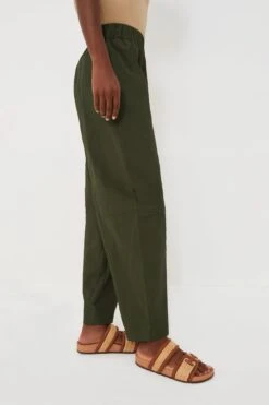 Ganni Kombu Green Cotton Crepe Elasticated Curve Pants -Staudes Store 5OlntQUGX0gB1jzPRdnQqBgzbAUd9EdU 1