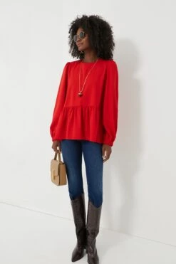 Red Carlota Peplum Blouse -Staudes Store 9F3z3eBlmiC8F9Y4J8aTH3LArZ5Y6rcb 1