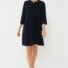 Navy Crepe Royal Shirt Dress