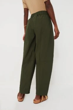 Ganni Kombu Green Cotton Crepe Elasticated Curve Pants -Staudes Store AFKbbRb08dH6tCWMpOqMnfRbjZVlX9aS 1