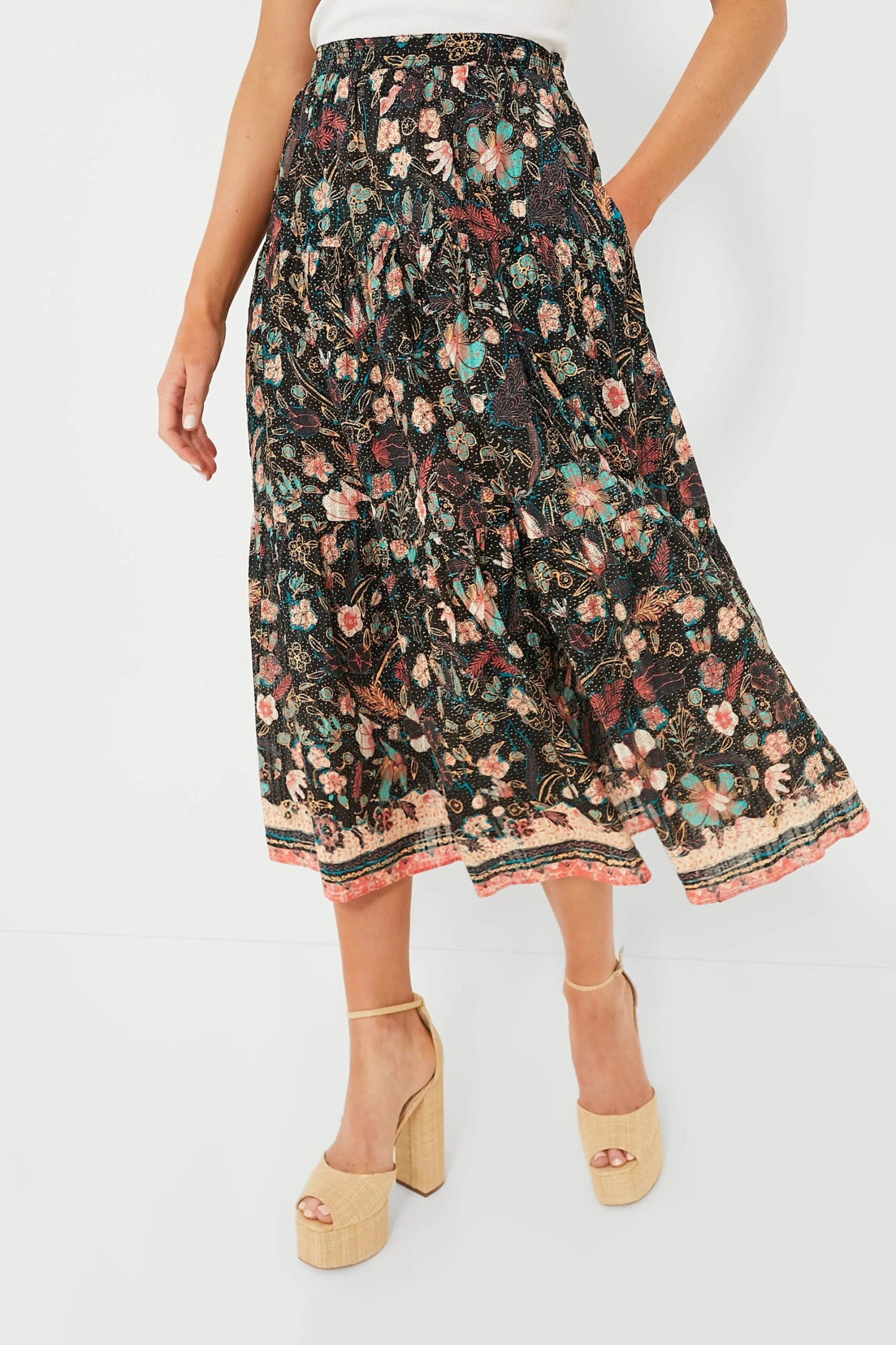 ULLA JOHNSON Obsidian Botanica Cambrie Skirt 1 ULLA JOHNSON Obsidian Botanica Cambrie Skirt
