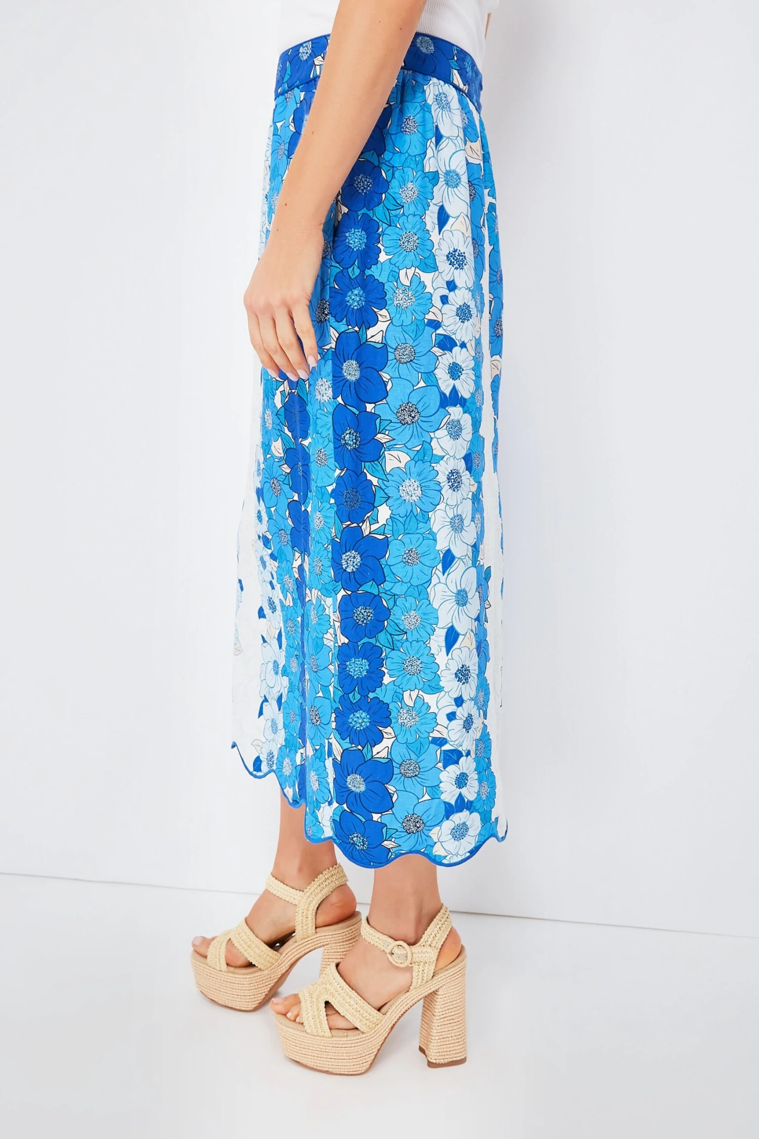 Farm Rio Flower Stripes Off White Midi Skirt 3 Farm Rio Flower Stripes Off White Midi Skirt - Image 3