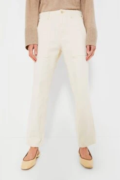 Ecru Herringbone Neil Pant