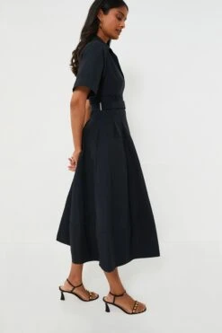 Midnight Deanna Short Sleeve Belted Midi Dress -Staudes Store JyRYUCLjbNRMr0KC2hf4vvTcWzd1Oc3f 1
