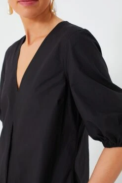 Ganni Black Cotton Poplin V-Neck Long Dress -Staudes Store M95fwsYWdxItNzDCHRoKYCWsf031F6Bf 1