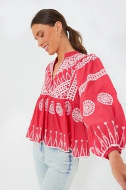 Soleil Red Mandarin Balloon Sleeve Top -Staudes Store MW8hXDCrHLOO7ZSsSRy2KnpbLlRzlSMA 1