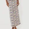 Ganni Safari Print Denim Maxi Slit Skirt