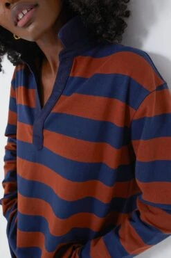 Brown Stripe Ellis Knit Polo Popover -Staudes Store Q85f6X8yvgc9IXqn4OlWoaxoZrcF4VUA 1