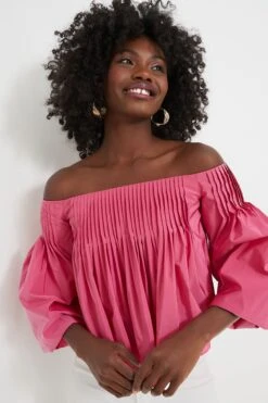 Hot Pink Pleated Portia Top