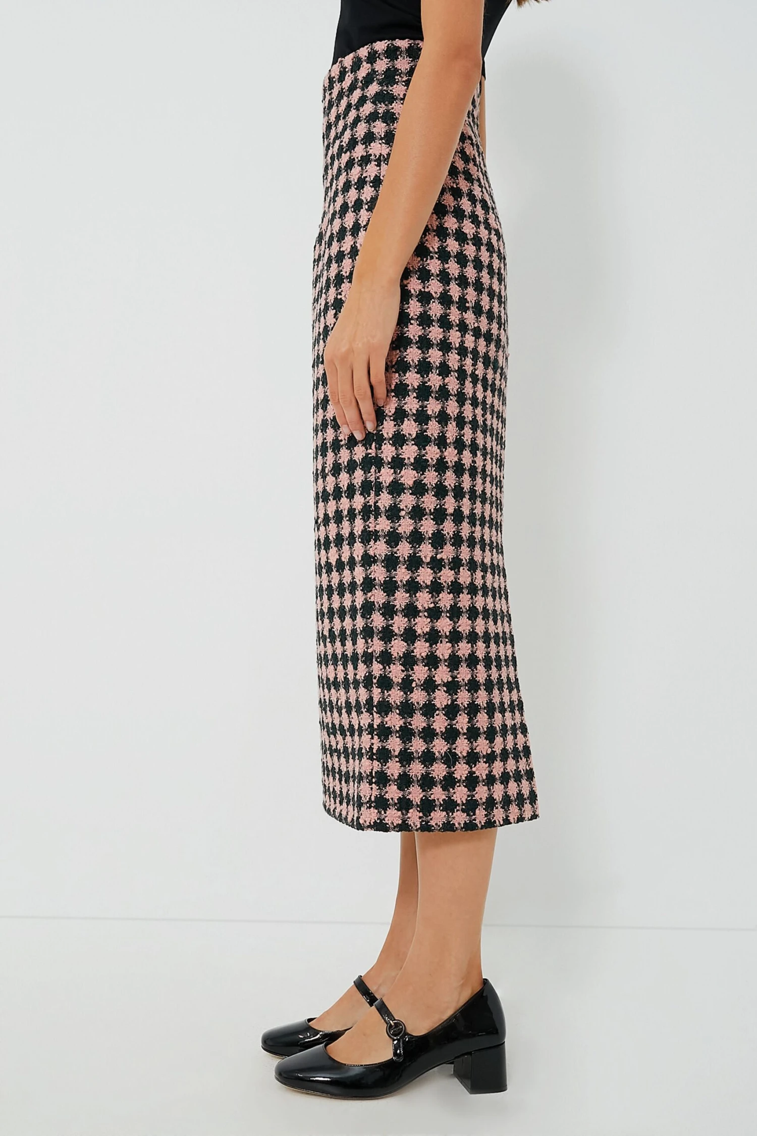 Dark Green And Pink Lorinda Heritage Wool Skirt 3 Dark Green And Pink Lorinda Heritage Wool Skirt - Image 3