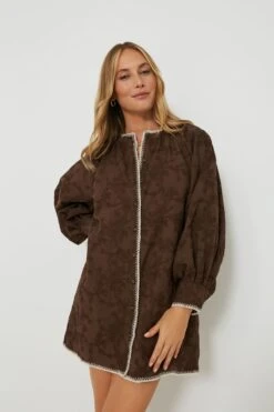 Brown Textured Trisha Shirt Dress