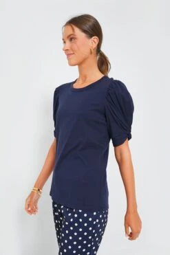 Navy Vesty Puff Sleeve Crewneck -Staudes Store VYZzMKsrSqZHaBadtxBmXP5FZaqov5Vo 1