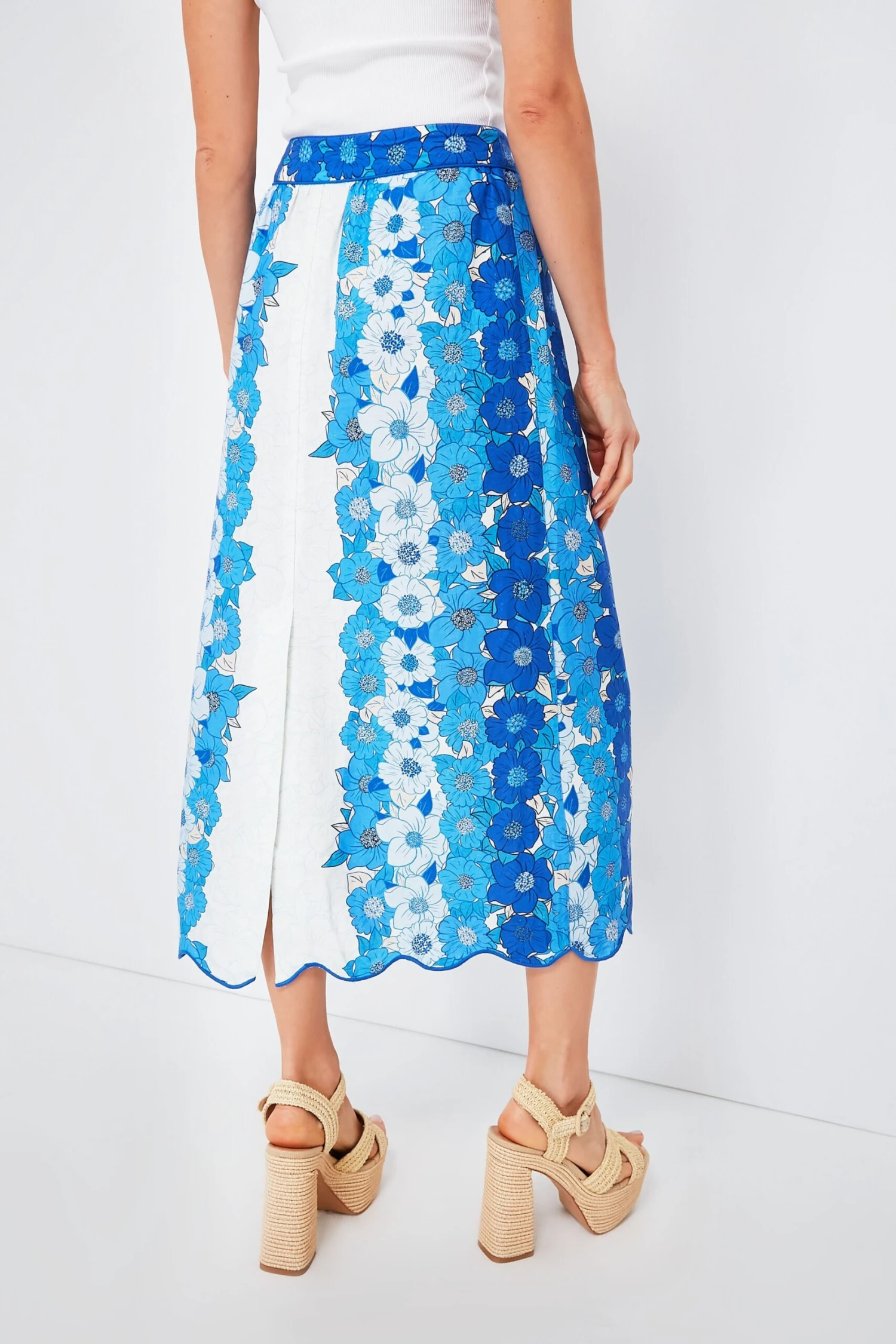 Farm Rio Flower Stripes Off White Midi Skirt 4 Farm Rio Flower Stripes Off White Midi Skirt - Image 4