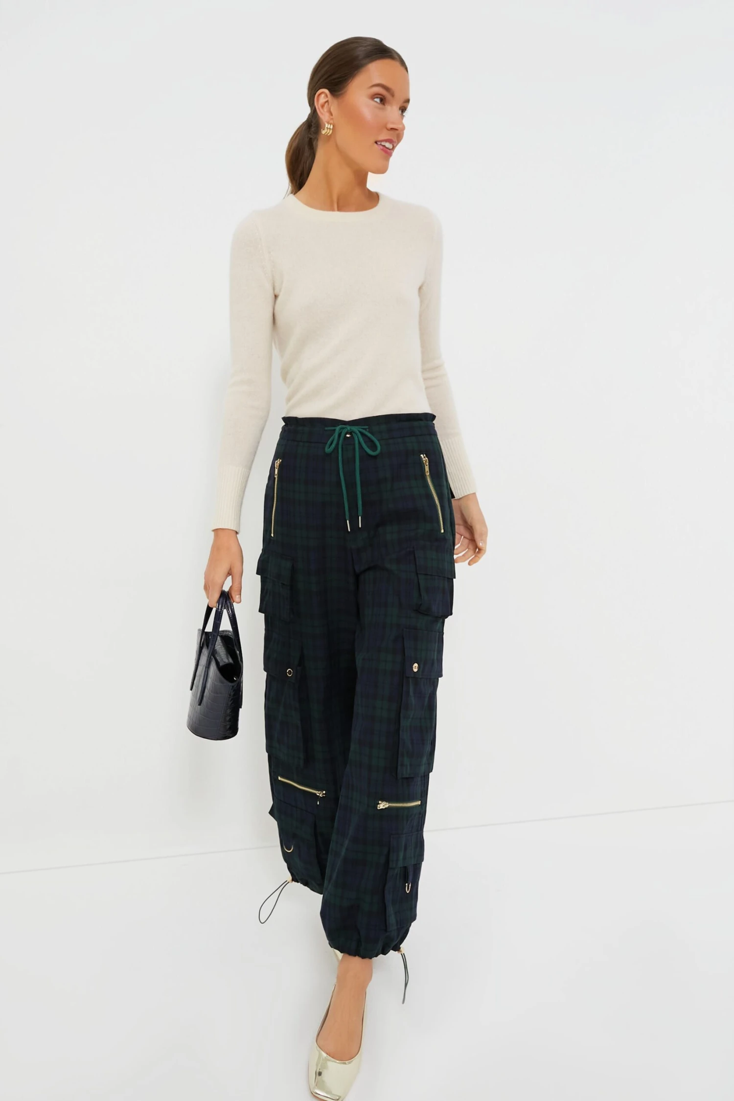 CYNTHIA ROWLEY Blackwatch Plaid Cargo Pants 6 CYNTHIA ROWLEY Blackwatch Plaid Cargo Pants - Image 6
