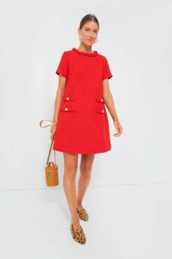 Red Tweed Jackie Dress
