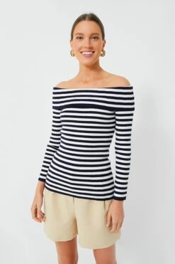 Navy Stripe Off The Shoulder Reese Top -Staudes Store cyvnQGefAkyW9mzgPRTAkgQEJNEMOQ0L 1