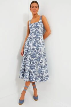 Staud Blue Toile Wells Dress