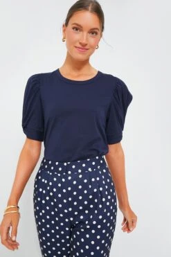 Navy Vesty Puff Sleeve Crewneck -Staudes Store hYSlJlmuC3s4L1rMEwRnhUKlvXuC38AX 1