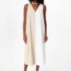 White And Tan Sallie Dress