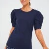 Navy Vesty Puff Sleeve Crewneck