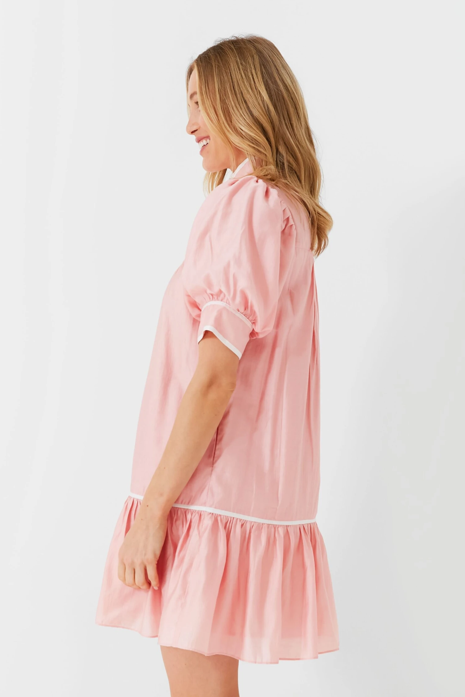 Pink Puff Sleeve Beatrix Dress 3 Pink Puff Sleeve Beatrix Dress - Image 3