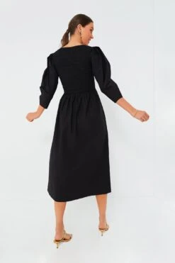 Ganni Black Cotton Poplin Open-Neck Smock Long Dress -Staudes Store qXgMPiqDh4W6XP9apNoaQzBwa4KgOssa 1