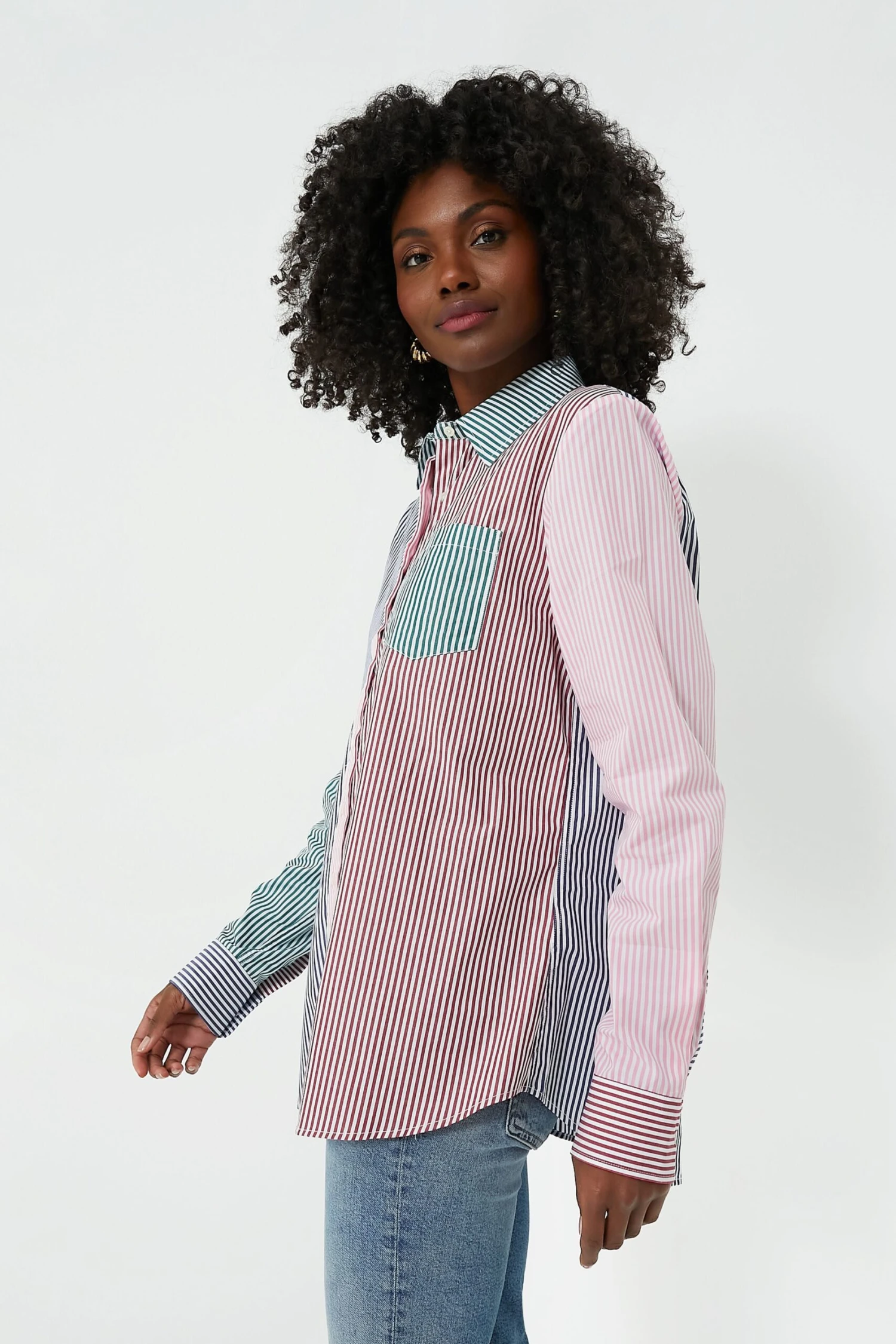 Fall Multi Stripe Boyfriend Shirt 3 Fall Multi Stripe Boyfriend Shirt - Image 3