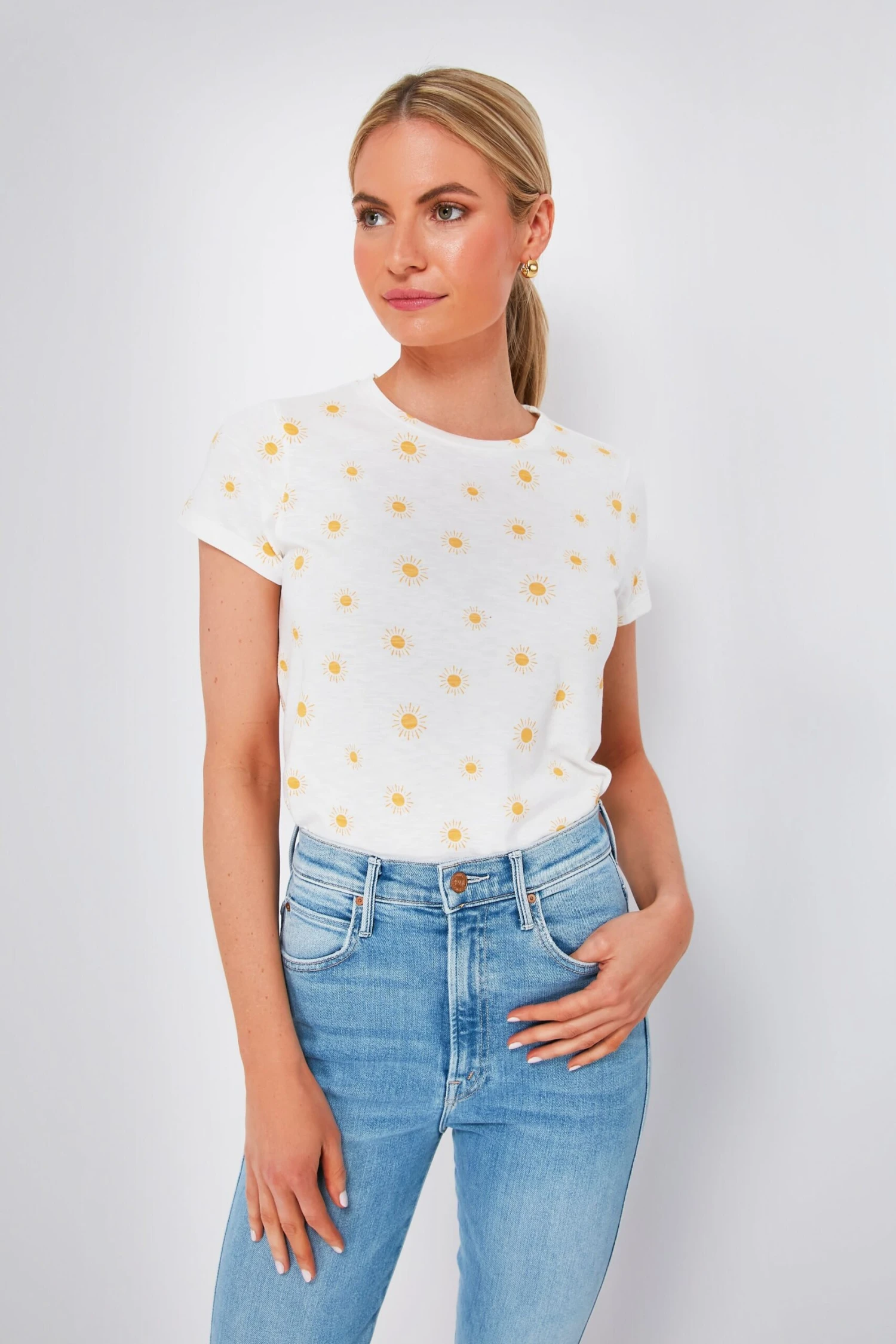 Marine Layer Gold Sun Print Swing Crew Tee 1 Marine Layer Gold Sun Print Swing Crew Tee