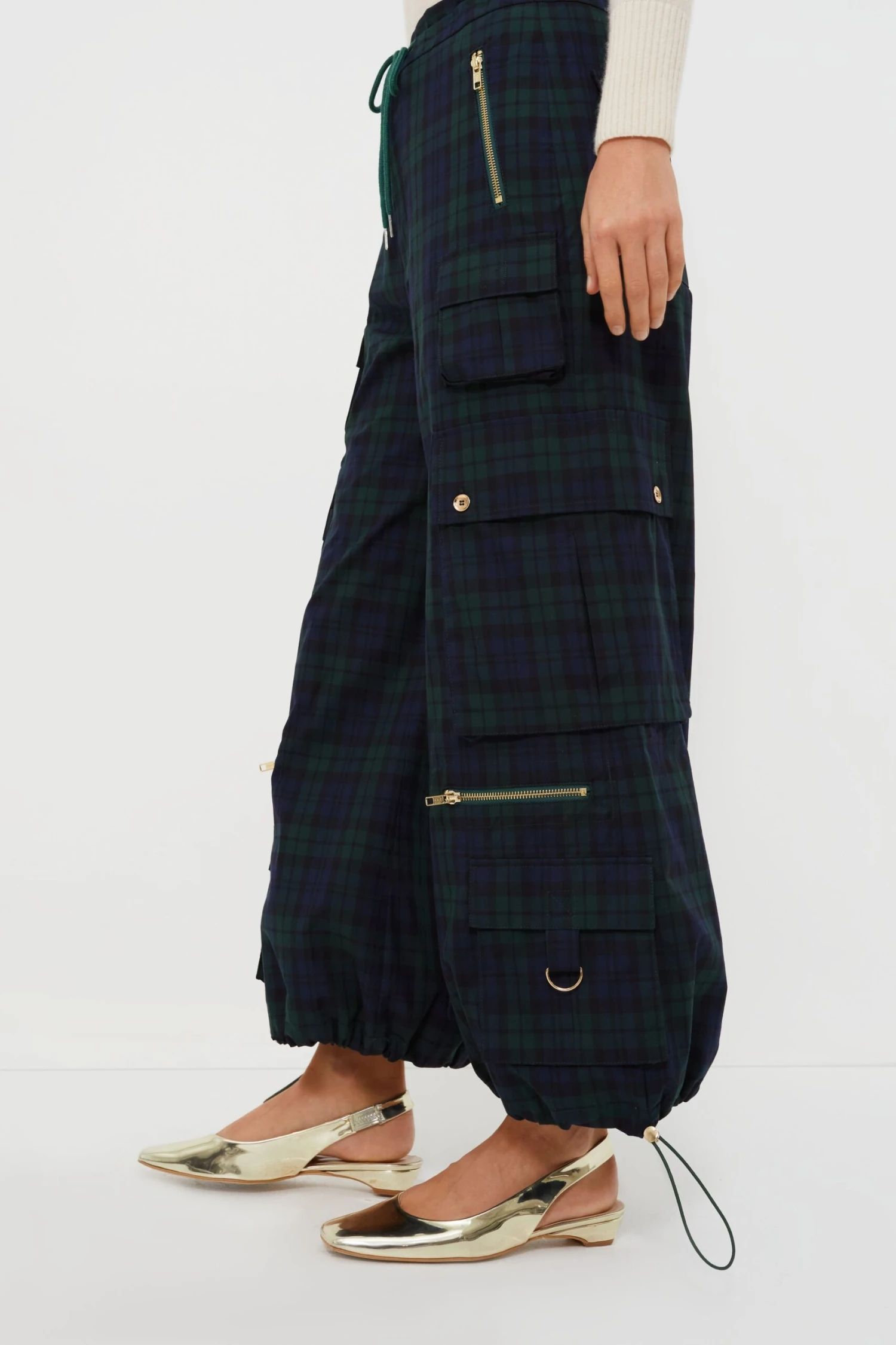 CYNTHIA ROWLEY Blackwatch Plaid Cargo Pants 3 CYNTHIA ROWLEY Blackwatch Plaid Cargo Pants - Image 3