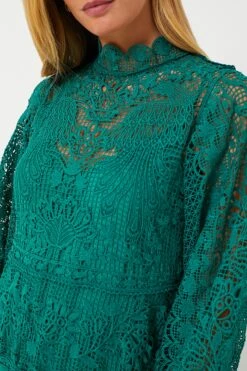 Farm Rio Dark Green Guipure Long Sleeve Maxi Dress -Staudes Store tjmZ7VrlyD8biLYmI3T5vrmaZU5HtJyV 1