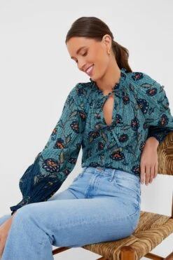 ULLA JOHNSON Cornflower Kaitlyn Blouse