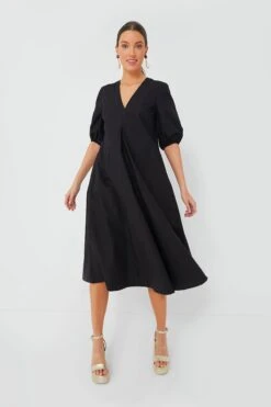 Ganni Black Cotton Poplin V-Neck Long Dress -Staudes Store wQf9bgkcnuyVBY5XF10kmXOBcSICJfZe 1