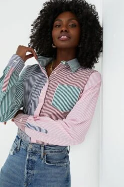 Fall Multi Stripe Boyfriend Shirt